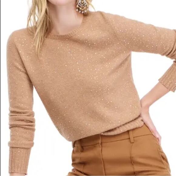 J Crew Gemstone Sweater Supersoft Yarn Tan Merino Wool $148 Medium AF013 - Picture 2 of 15